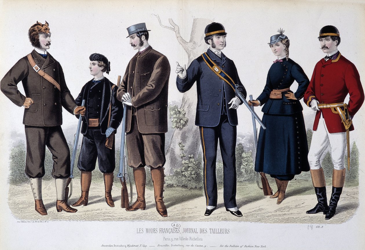 Roupas de caça, "Le Journal des tailors". de Unknown artist