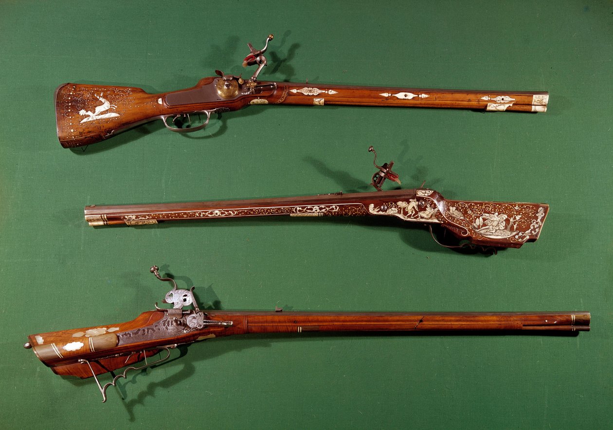 Espingardas de caça. Gien do século XVI, museu da caça de Unknown artist