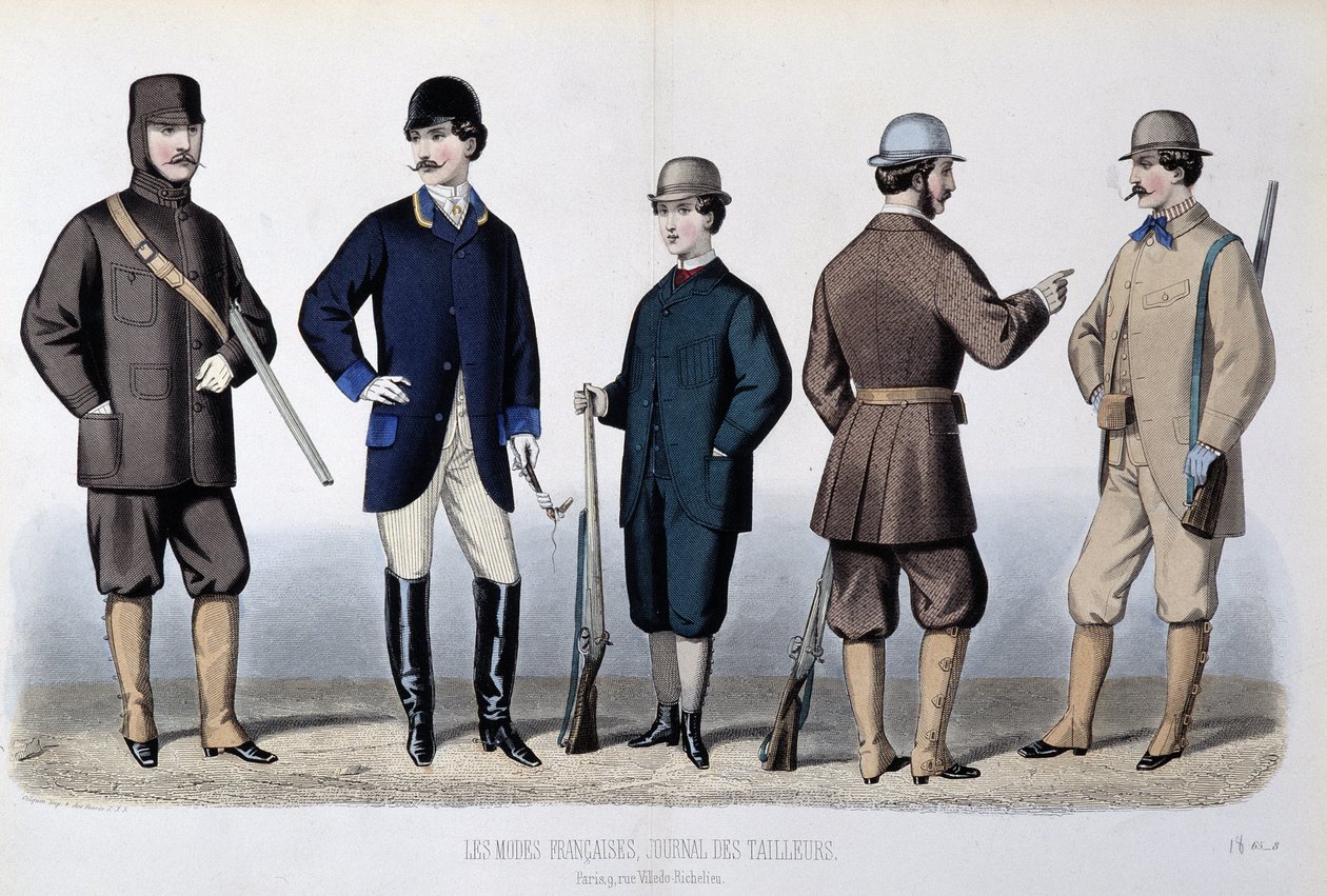Fatos de caça, "Le Journal des tailors". de Unknown artist