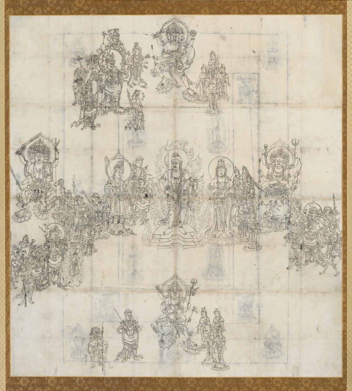 Esboço Iconográfico (Zuzō) para os Reis Benevolentes Sutra Mandala de Unknown artist