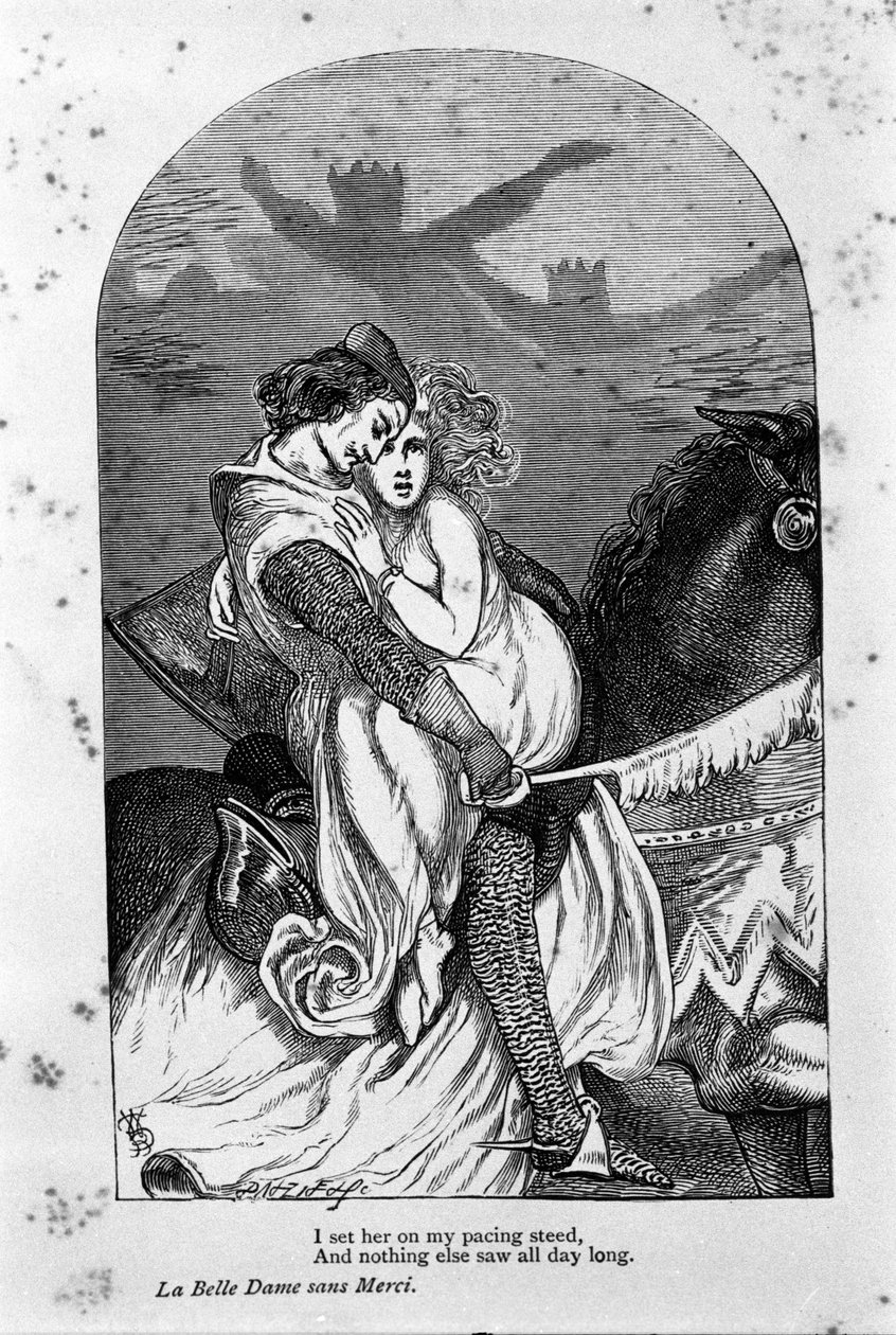Ilustração para "a bela senhora sem piedade" pelo poeta John Keats (1795-1821) Século XIX de Unknown artist