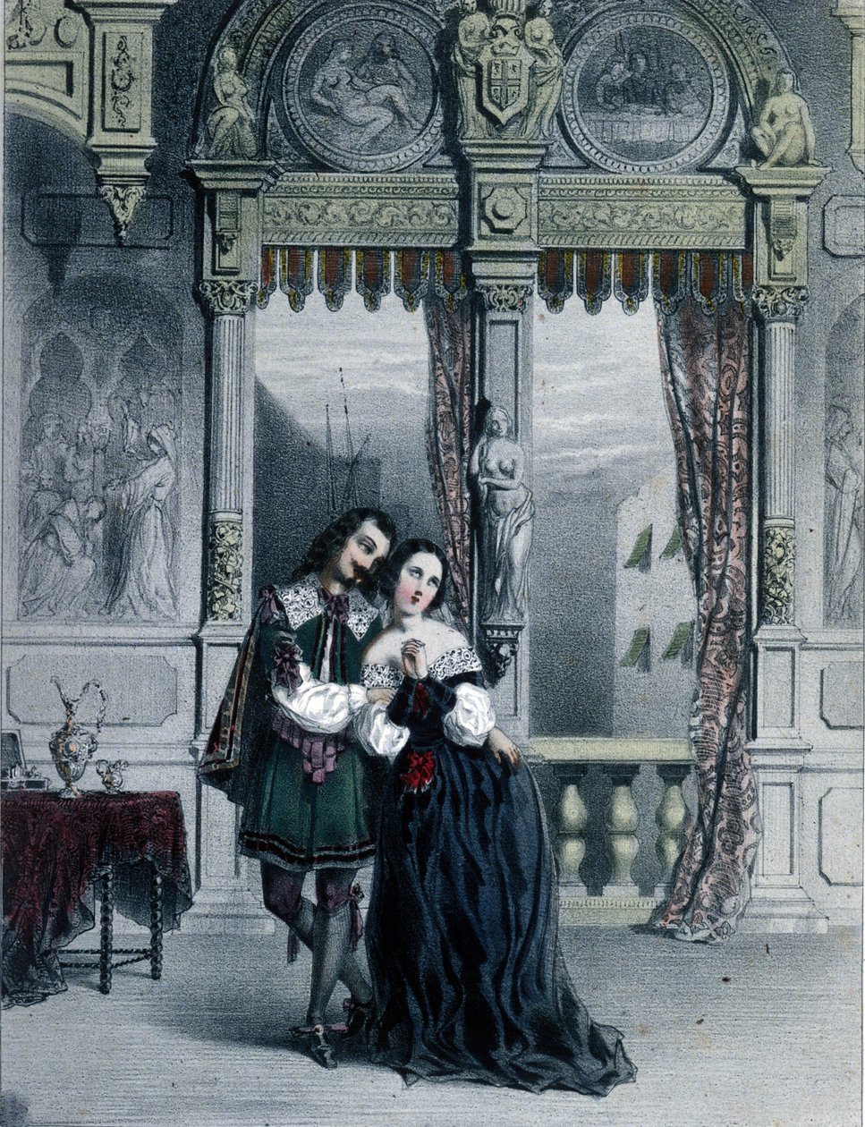 Ilustração para o segundo ato da ópera "Alessandro Stradella" de Friedrich von Flotow (1812-1883) compositor alemão de Unknown artist