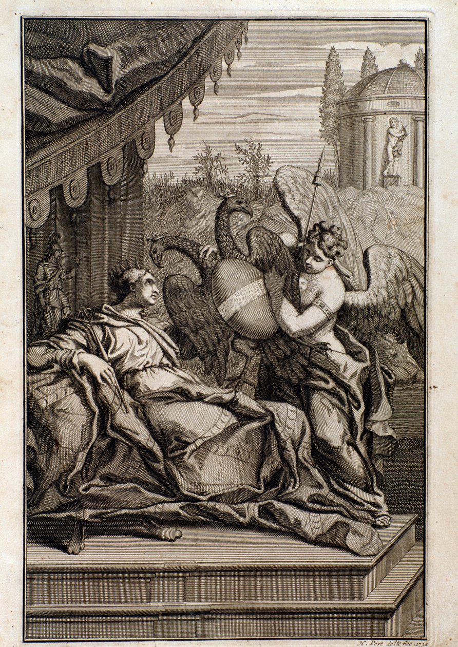 Ilustração para página de título das sonatas para violino, violoncelo e cravo por Tartini de Unknown artist