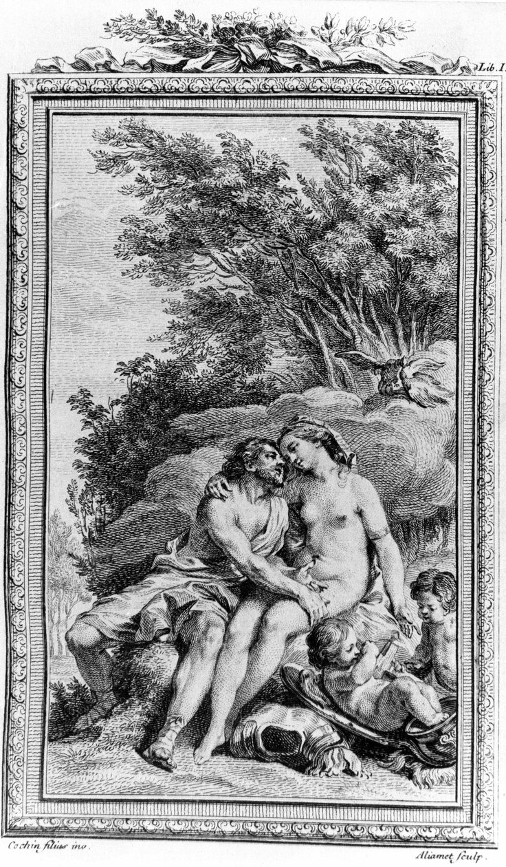 Ilustração de "De rerum natura" de Titus Lucretius Carus (Lucrece) filósofo e poeta romano. Gravura do século XVIII. de Unknown artist
