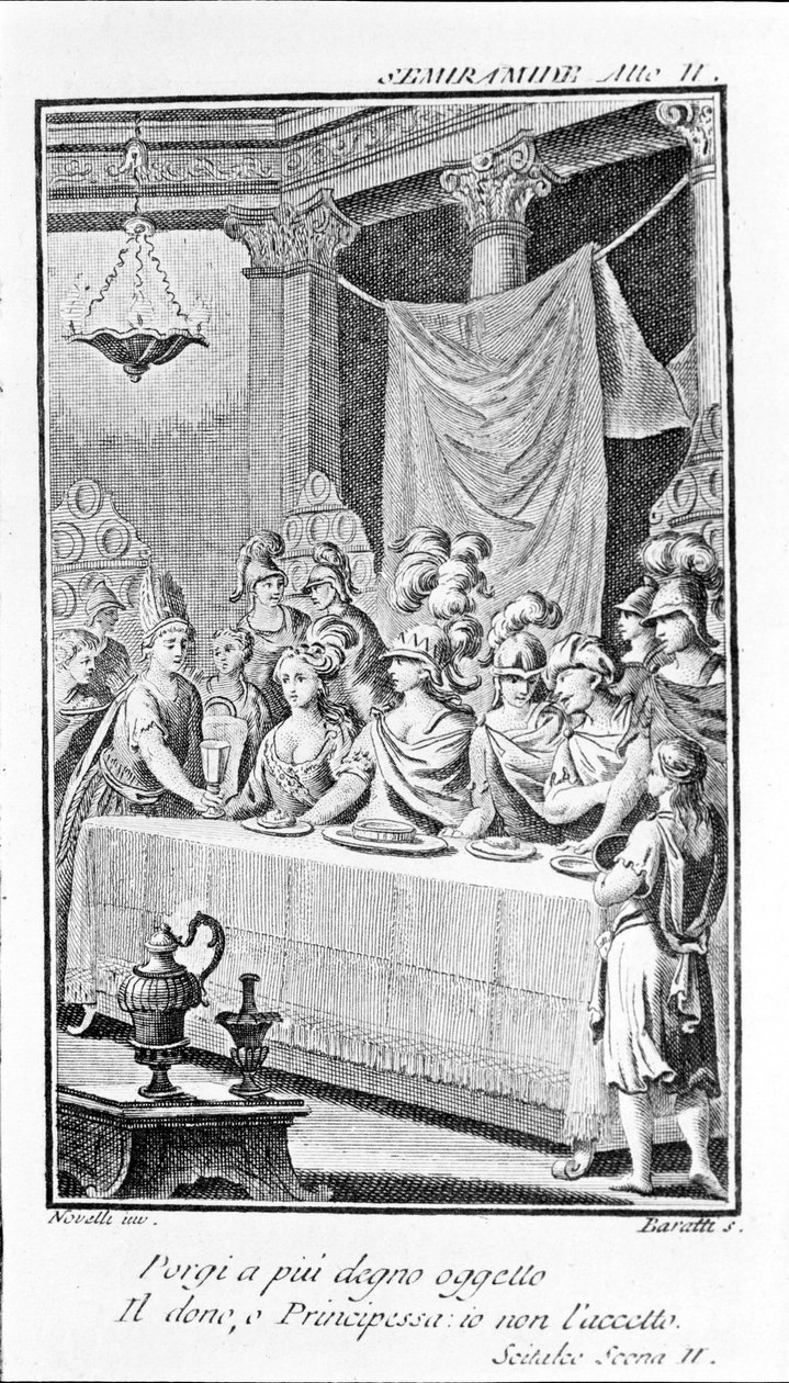 Ilustração de Sémiramis, ópera de Antonio Salieri (1750 - 1825). Livreto de Pierre Metastase (ou Pietro Metastasio). Acto II, sc. II. de Unknown artist