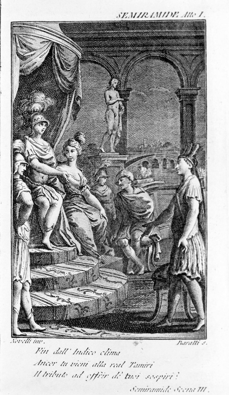 Ilustração de Sémiramis, ópera de Antonio Salieri (1750 - 1825). Livreto de Pierre Metastase (ou Pietro Metastasio). Acto I, sc. III. de Unknown artist