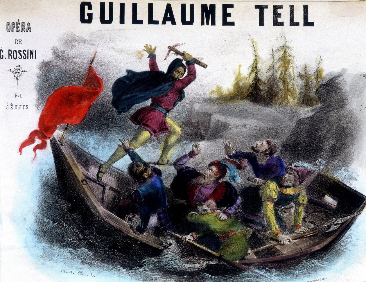 Ilustração de uma partitura do "Guillaume Tell". de Unknown artist