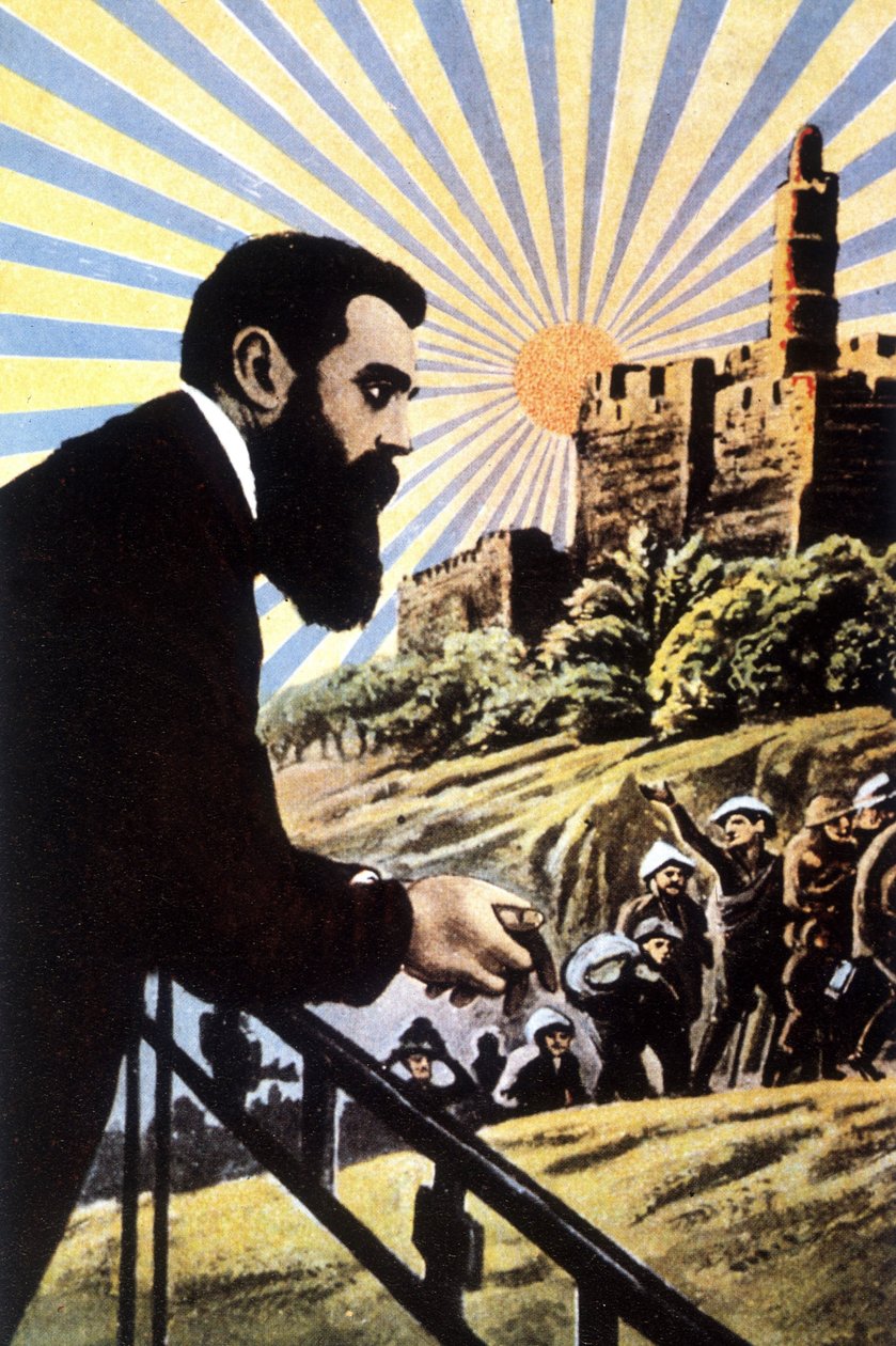 Ilustração representando Theodor Herzl (1860 - 1904), escritor judeu de origem húngara. de Unknown artist