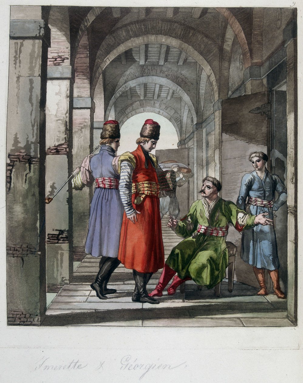 Imerette e Georgian, Cáucaso. Em "O velho e moderno traje". de Unknown artist