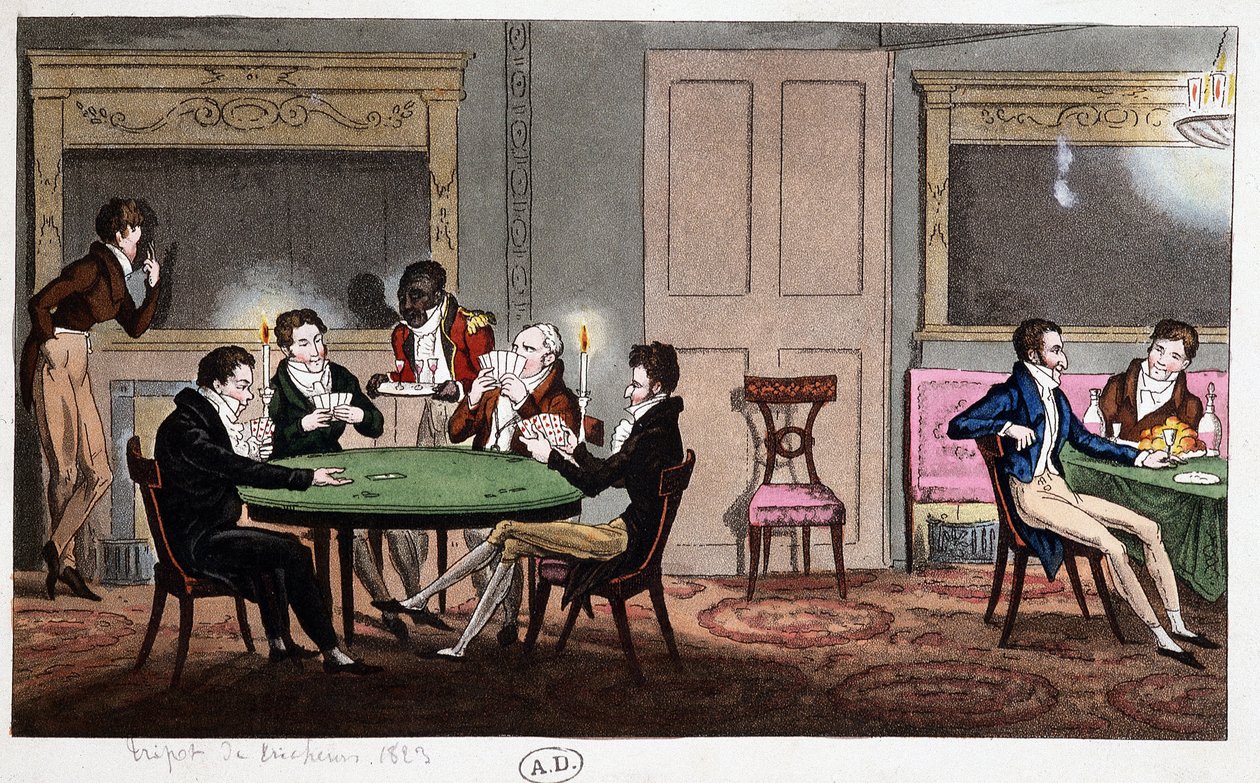 Em um clube inglês: "Cheating Tripot", Inglaterra de Unknown artist
