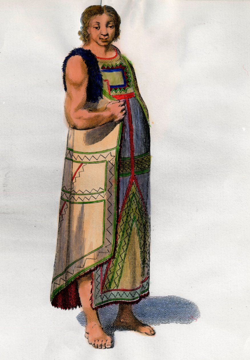 Traje indígena de Montevidéu, no Uruguai. Litografia do final do século XVIII. Paris, artes decorativas de Unknown artist