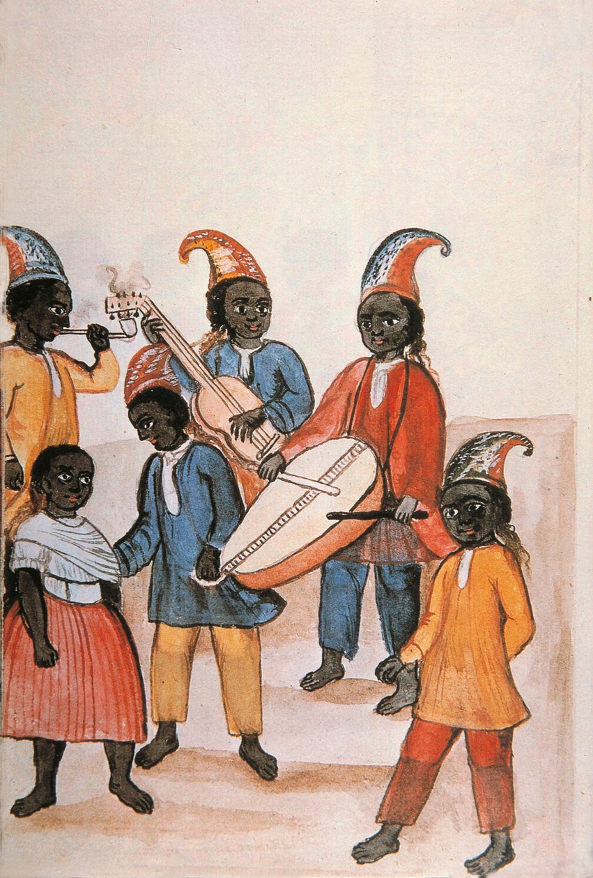 Dança indiana, do livro "Trujillo del Peru" ou "Códice Martínez Compañón", de Baltazar Martinez Compañón y Bujanda, bispo de Trujillo (1782-1785) de Unknown artist