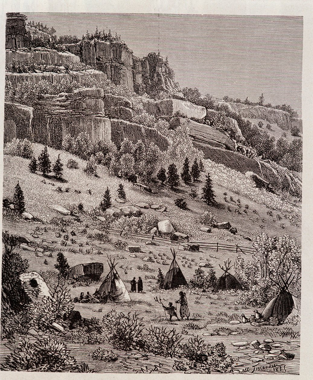 Acampamento indígena na floresta Kaibab, EUA - em "Tour du Monde". de Unknown artist