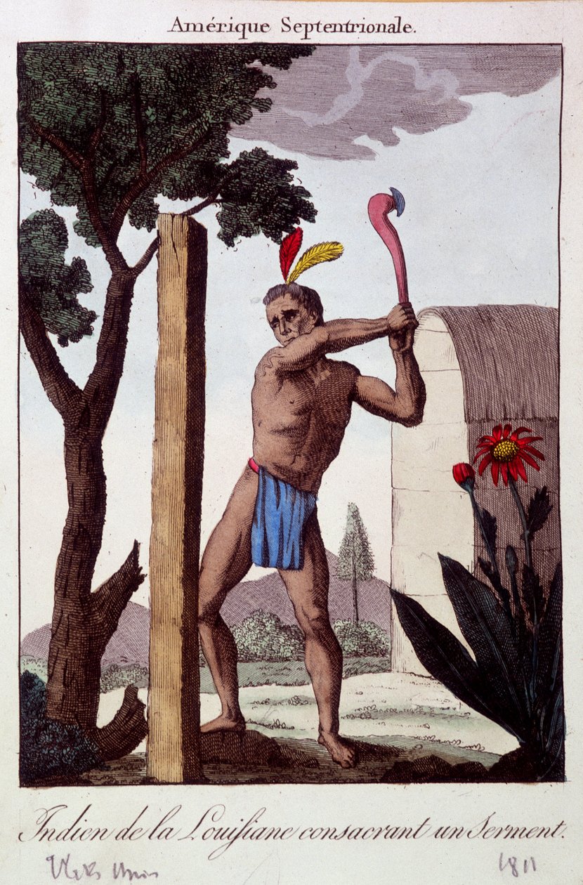 Índio da Louisiana consagrou um juramento - gravura de Unknown artist