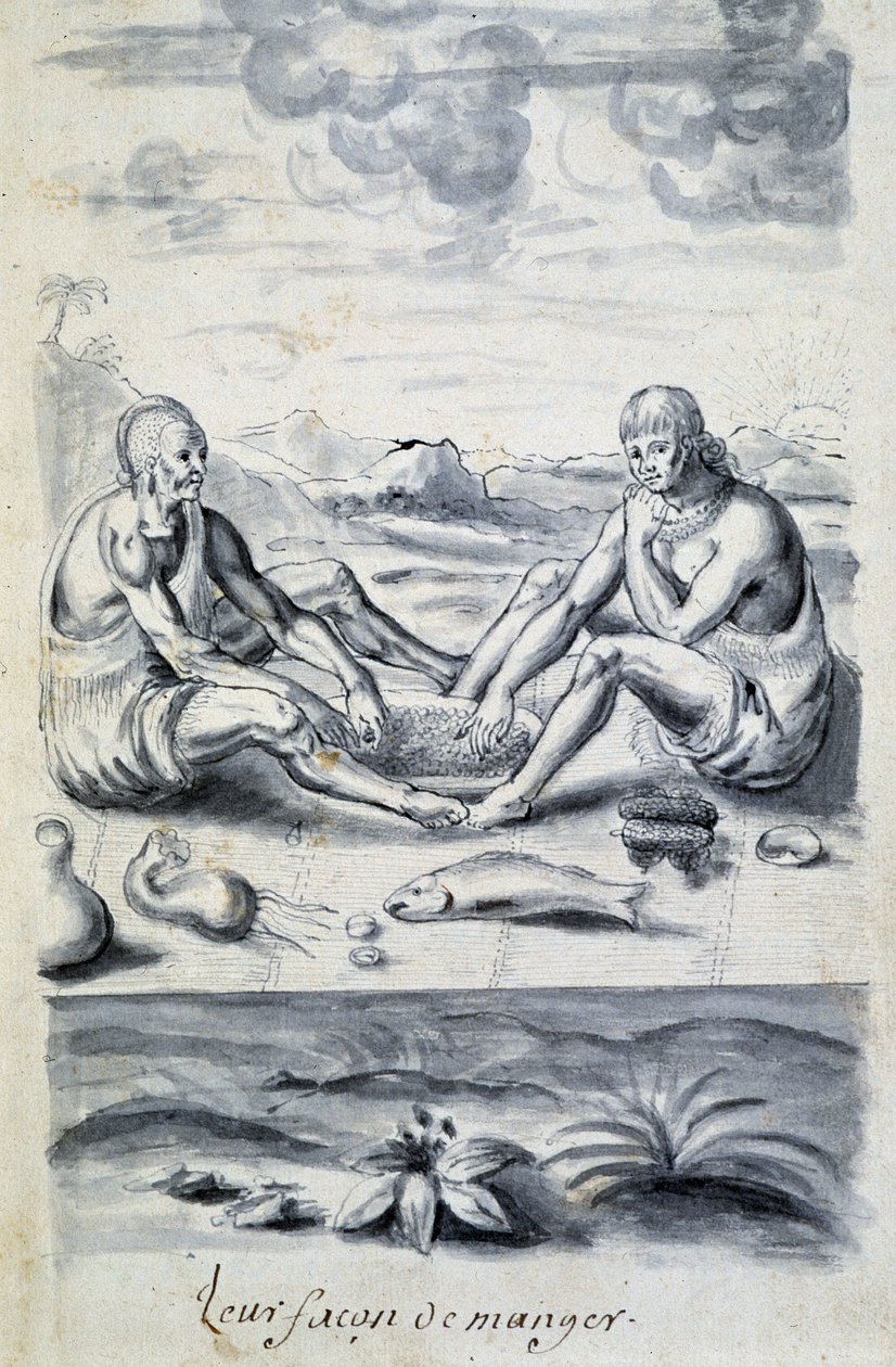 Indiens se alimenta - em "Diálogo ou entrevista de um francês com um selvagem". de Unknown artist
