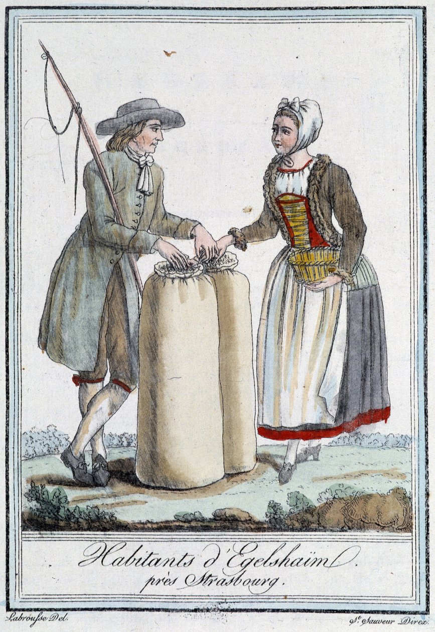 Habitantes perto de Estrasburgo - na "Encyclopédie des voyages" de Grasset Saint Sauveur, edição Paris de Unknown artist