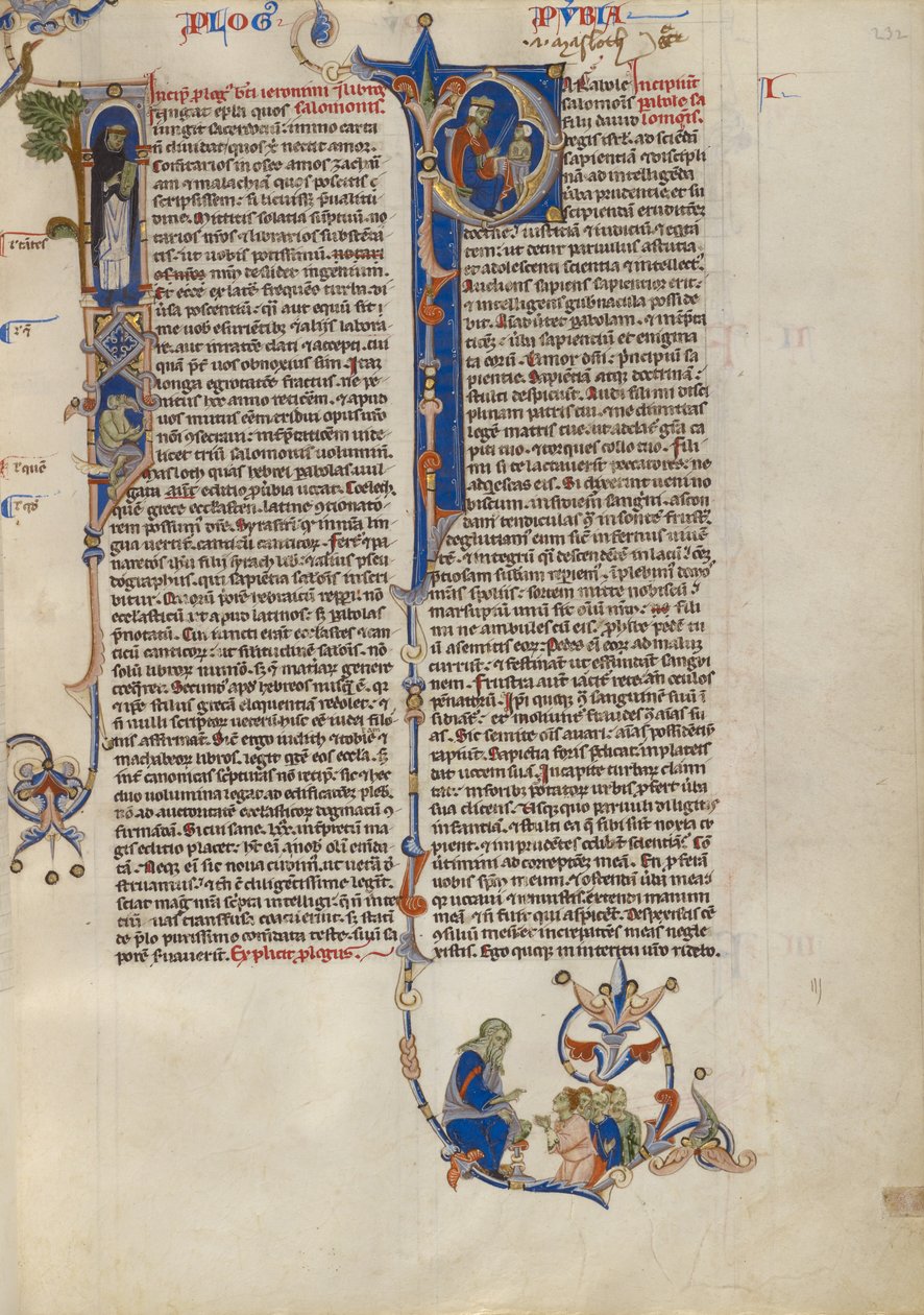 Inicial I: frade dominicano com um livro; Inicial P: Salomão instruindo o aluno com uma vara de Unknown artist