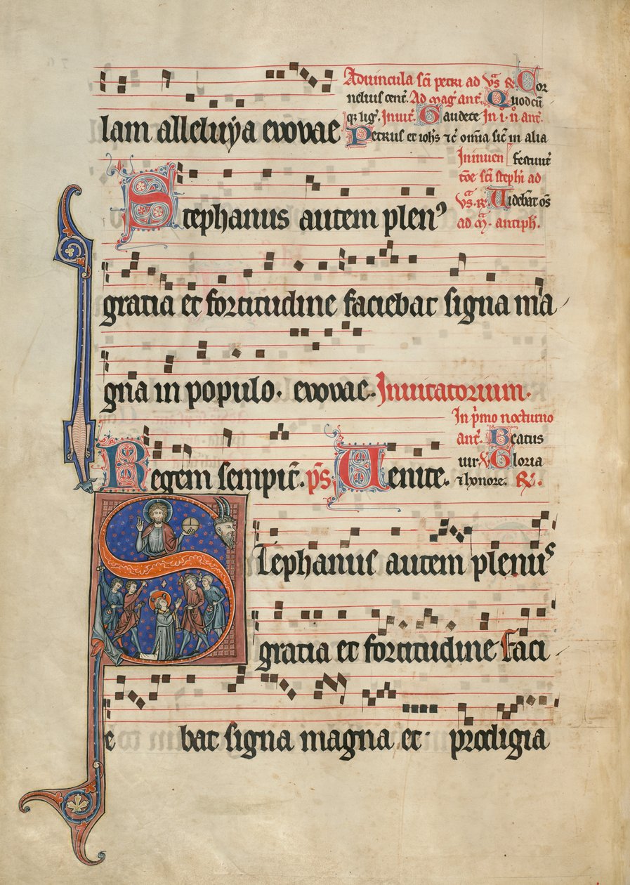Inicial S: A lapidação de Santo Estêvão de Unknown artist