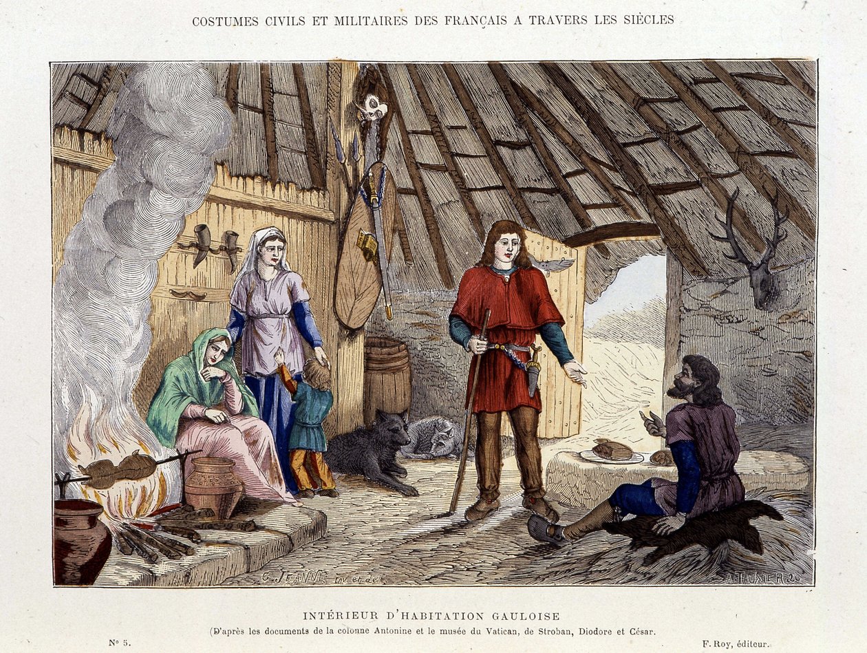 Interior da habitação galega - na "França e os franceses ao longo dos séculos". de Unknown artist