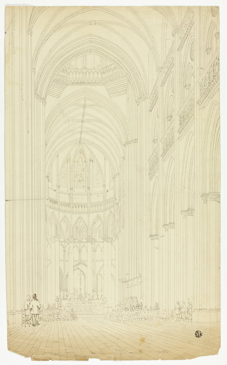 Interior de uma catedral gótica de Unknown artist