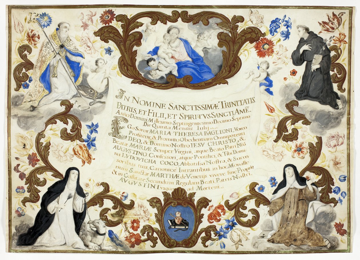 Certidão de Posse de Irmã Maria Theresa Baglioni de Unknown artist