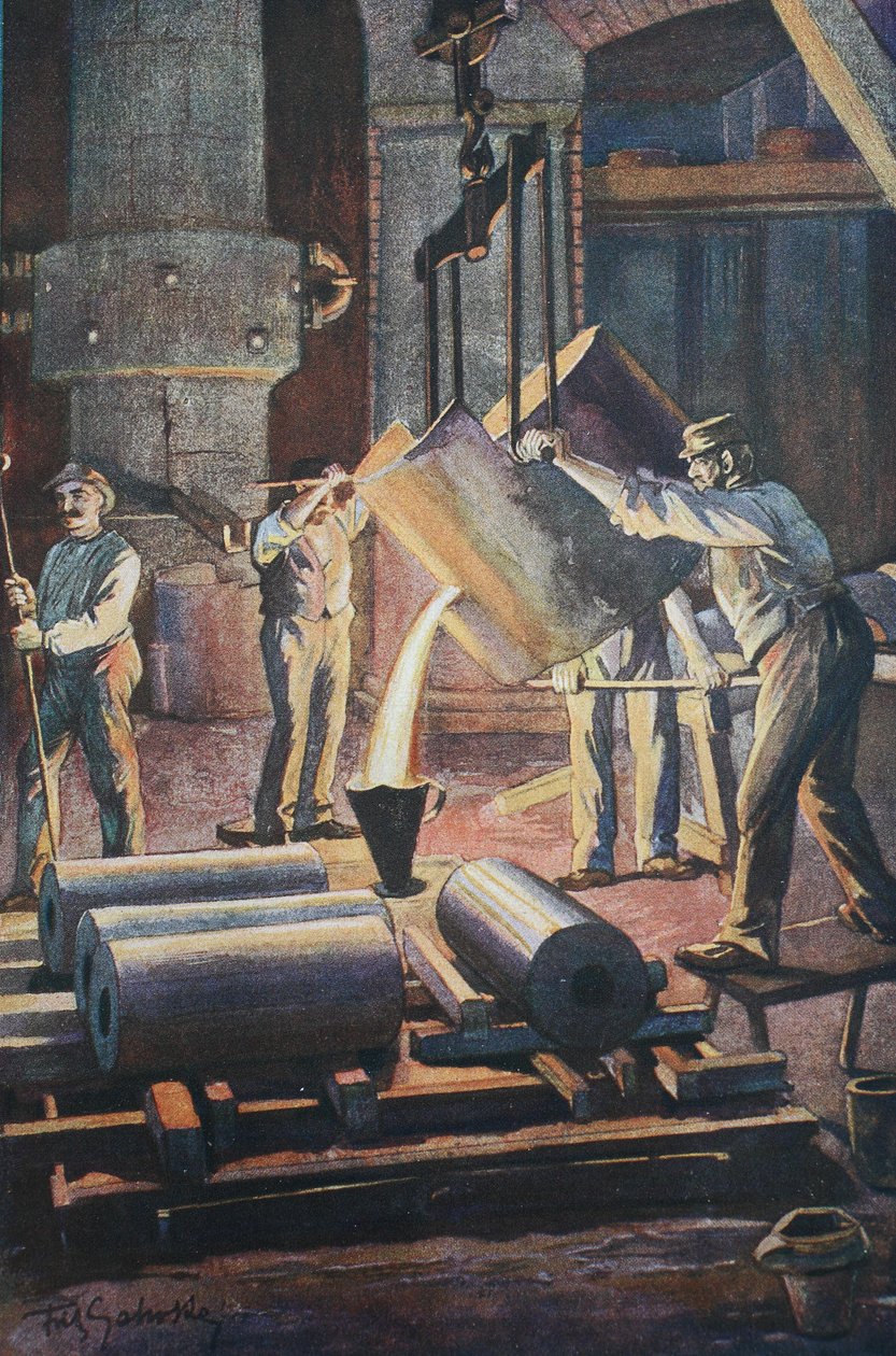 Fundição de ferro, casa de fundição, fundição de moldes do ferro derretido de Unknown artist