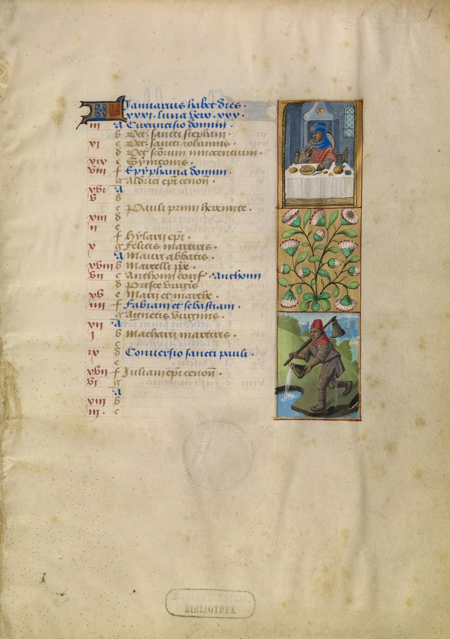 Página de calendário de janeiro; Festas; Aquário de Unknown artist