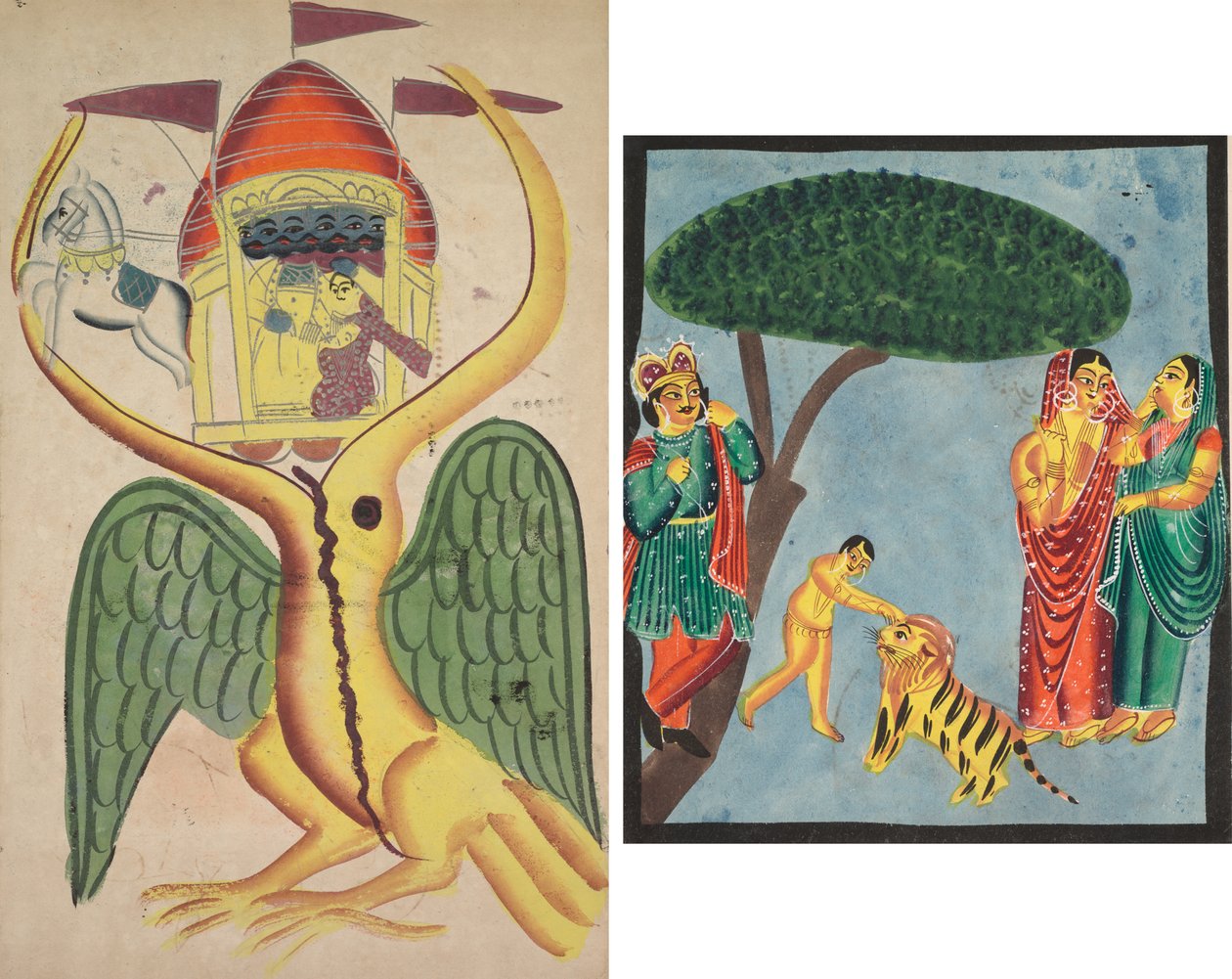 Jatayu impede a carruagem de Ravana, tentando impedir o rapto de Sita de Unknown artist