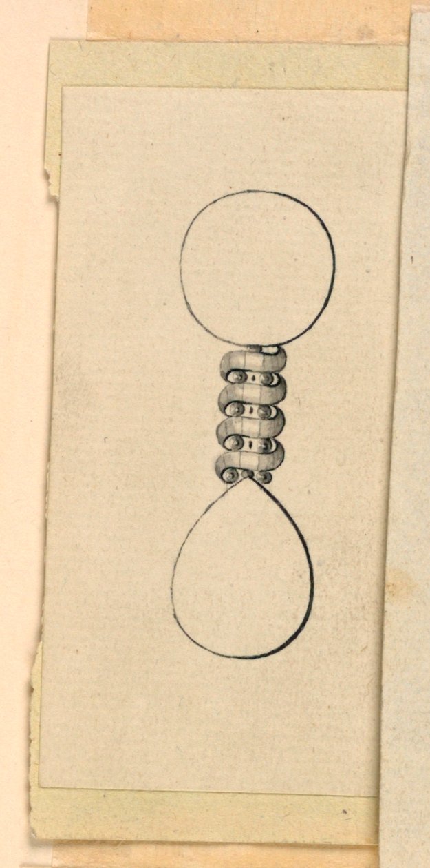 Design de joias, conexão entre o disco e a gota de um brinco de Unknown artist