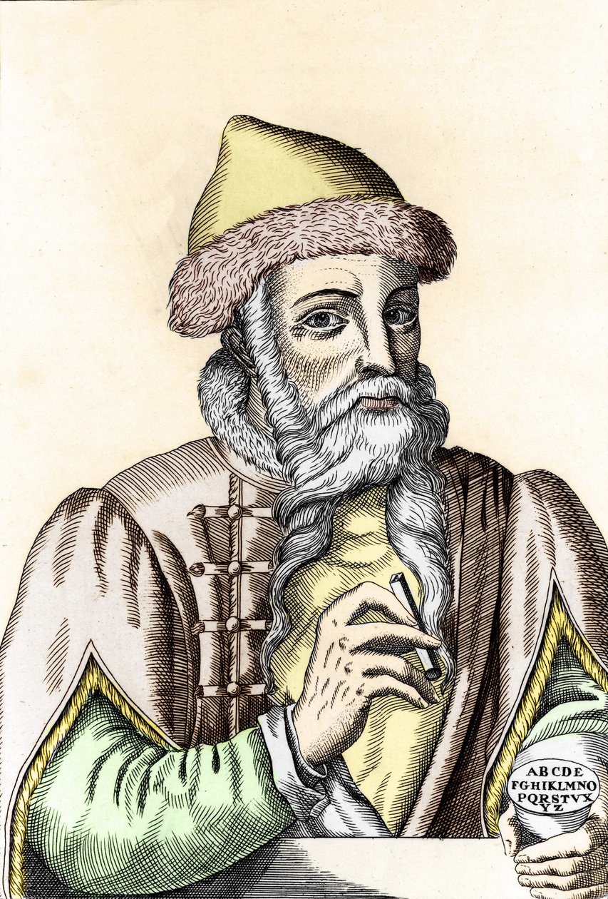 Johannes Gutenberg (1400-1468), impressor alemão. de Unknown artist
