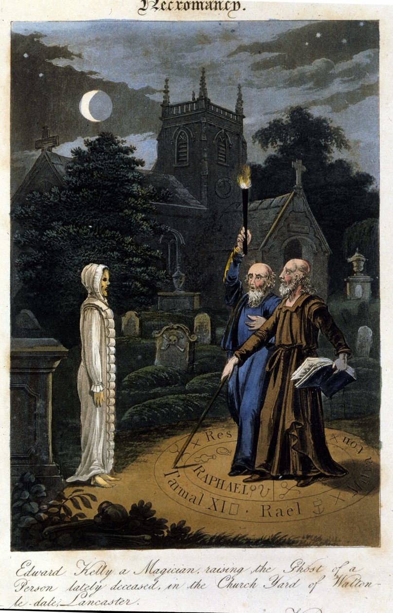 John Dee e Edward Kelly invocam um espírito. 1825. Biblioteca Morando, Milão de Unknown artist