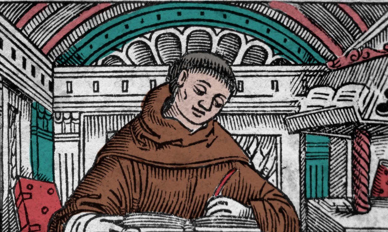 John Duns Scotus (1265? -1308), também chamado Jean Duns Scott ou Jean Duns Scot, filósofo franciscano. Gravura do século XVI de Unknown artist
