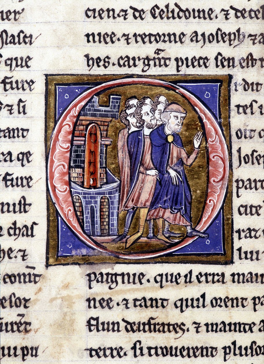 José de Arimatéia (Arimathee) e sua sequela. Manuscrito: Conquista do Santo Graal, escrito 717 anos após a paixão do nosso senhor. Bibliotheque municipale de Rennes, ms. 255 (Coleção de romances da Távola Redonda); Paris de Unknown artist