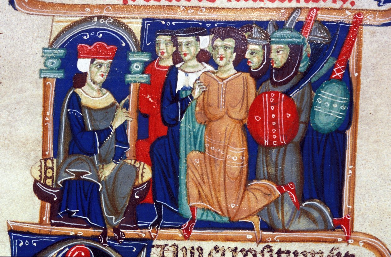 Julgamento de um criminoso. Manuscrito do século XIV. Biblioteca Braidense, Milão. de Unknown artist