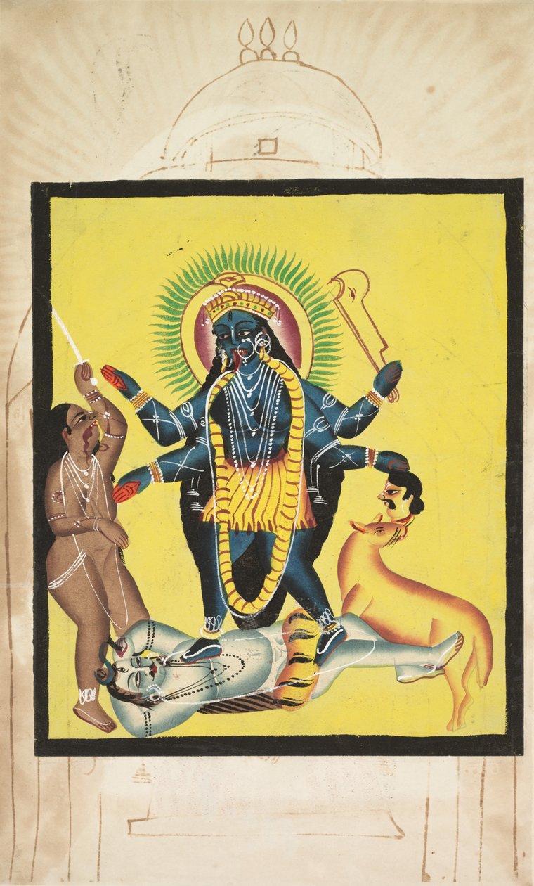 Kali de pé em Shiva (verso) de Unknown artist