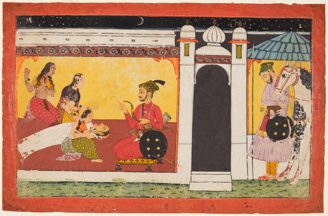 Kandala morre ao ouvir a notícia da morte de Madhava, de um Madhavanala Kamakandala de Unknown artist