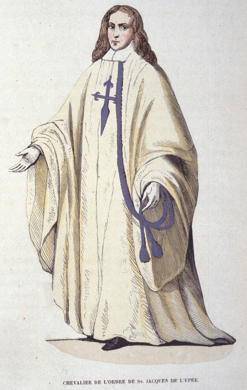 Cavaleiro da Ordem de São Tiago da Espada, ordem militar fundada na Espanha em 1170. Gravura do século XIX. de Unknown artist