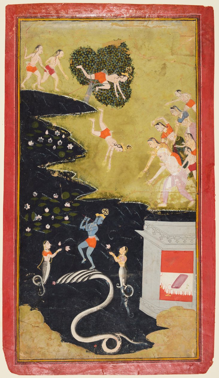 Krishna Quells the Serpent Kaliya, de um Bhagavata Purana de Unknown artist
