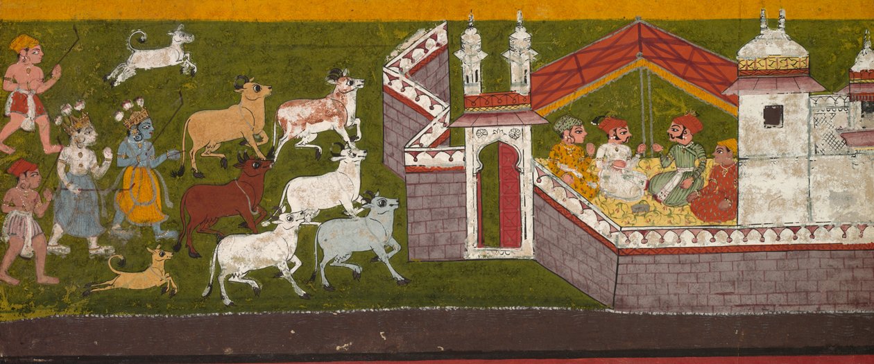 Krishna e Balarama se aproximando de Mathura de Unknown artist