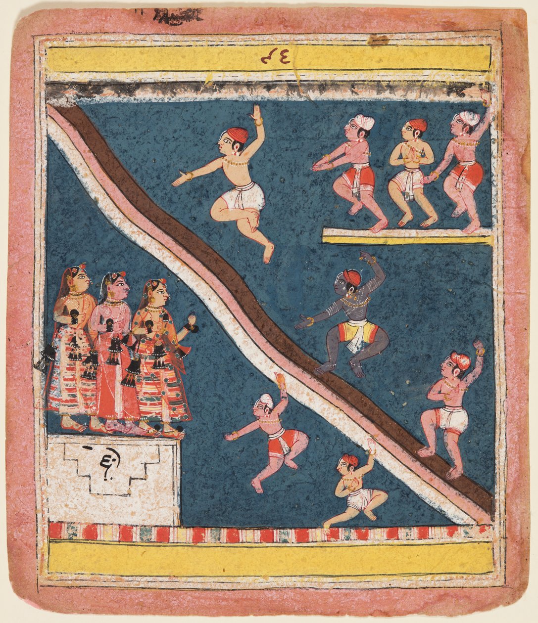 Krishna e os Cowherds Mergulham no Rio, a partir de um Rasikapriya de Unknown artist