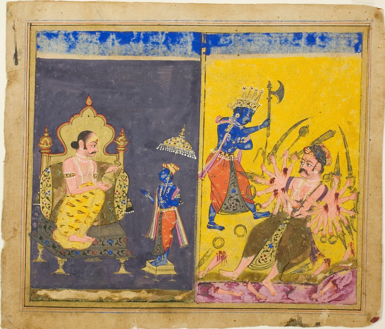 O Quinto e o Sexto Avatares de Krishna, página de uma cópia do Gitagovinda de Jayaveda de Unknown artist