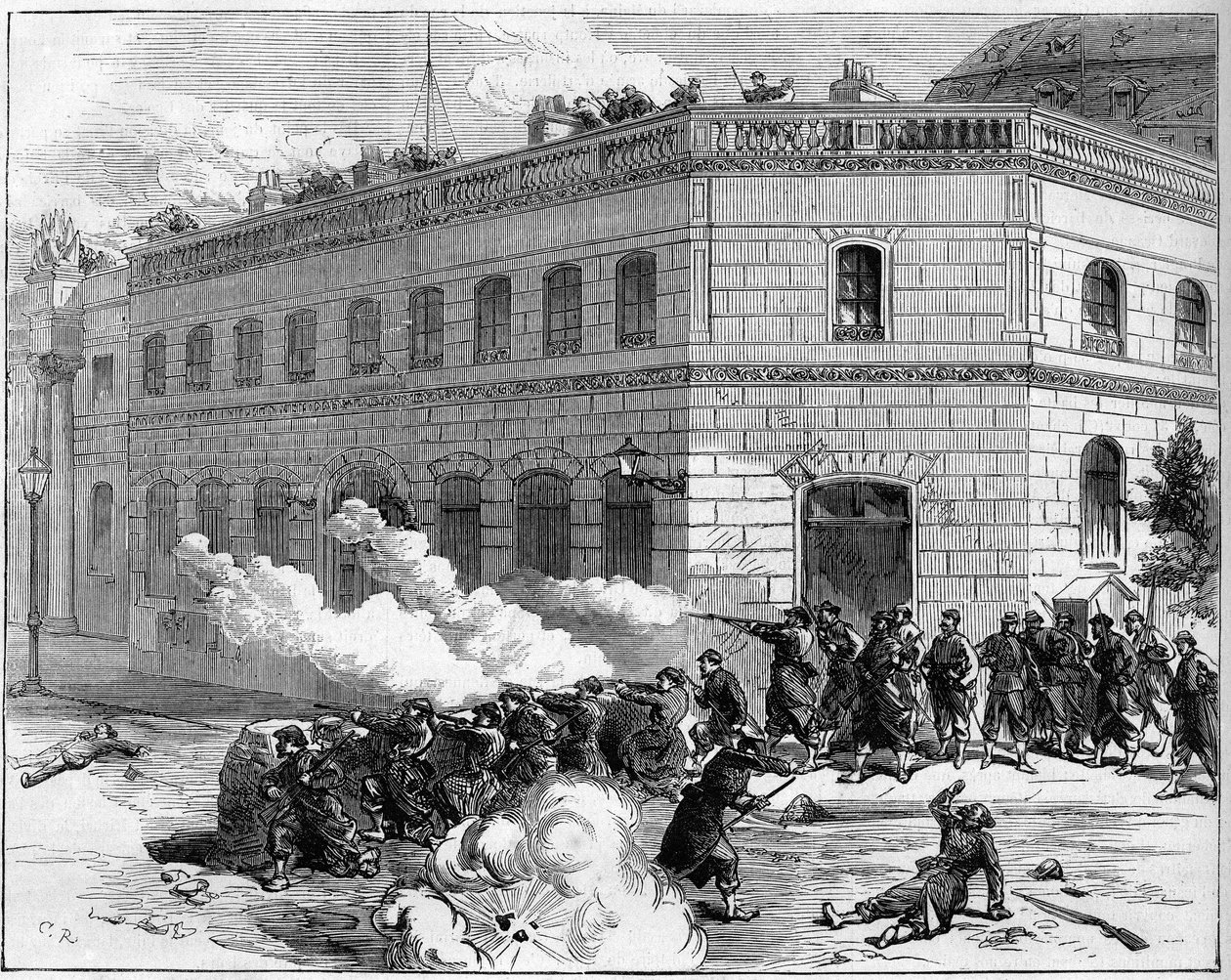 La Commune de Paris, em 1871. Defesa do Palácio Elysee pelos Federes (Comunas). de Unknown artist