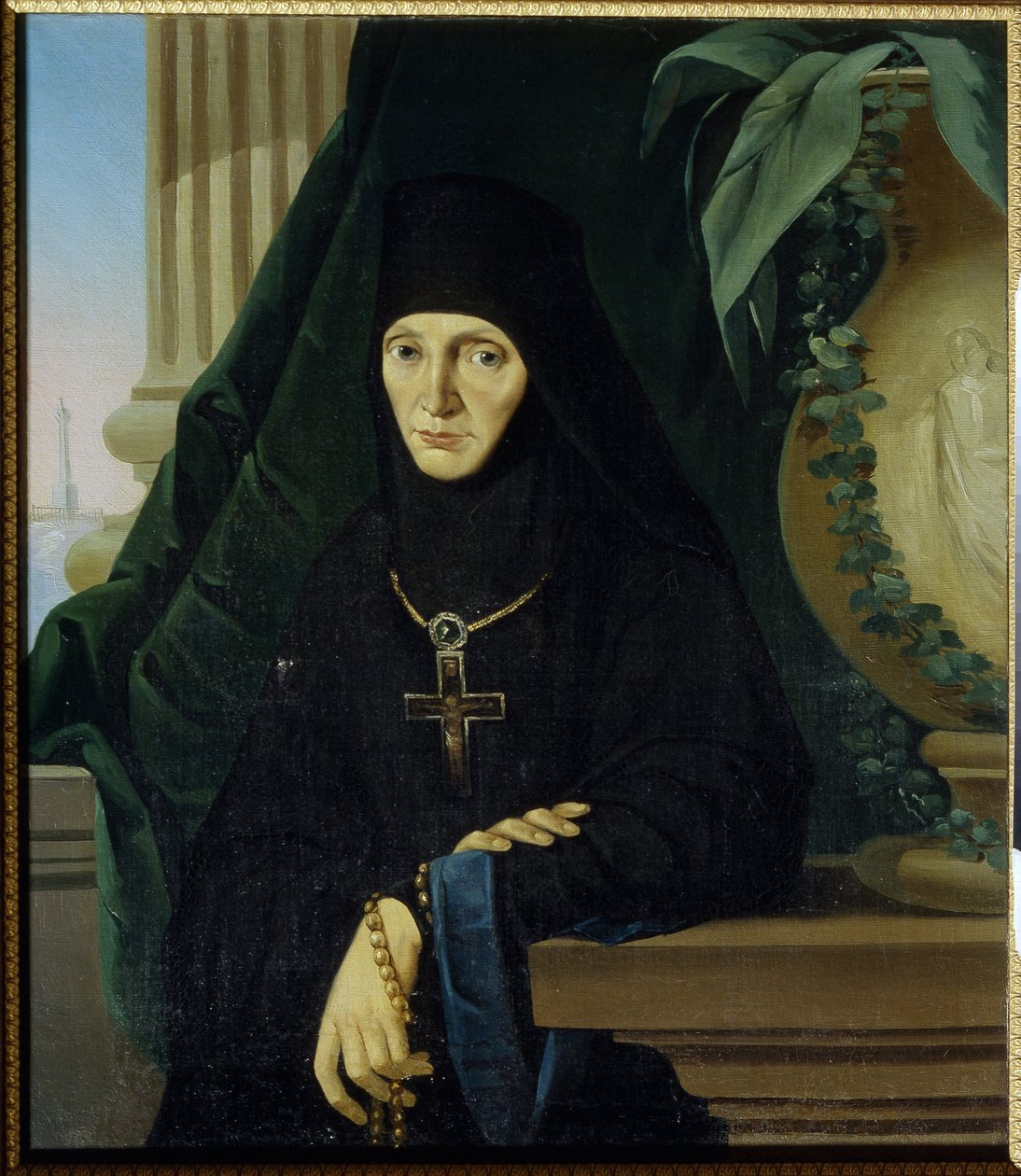 La mera superieure Maria (Margarita Tuchkova) (Madre Superiora Maria (Tuchkova) Higoumene (hegoumene) do convento ortodoxo de Spaso Borodinsky, em 1812, durante a invasão da Grande Armée de Napoleão (1769-1821). Pintura anônima, óleo sobre tela , versão de Unknown artist