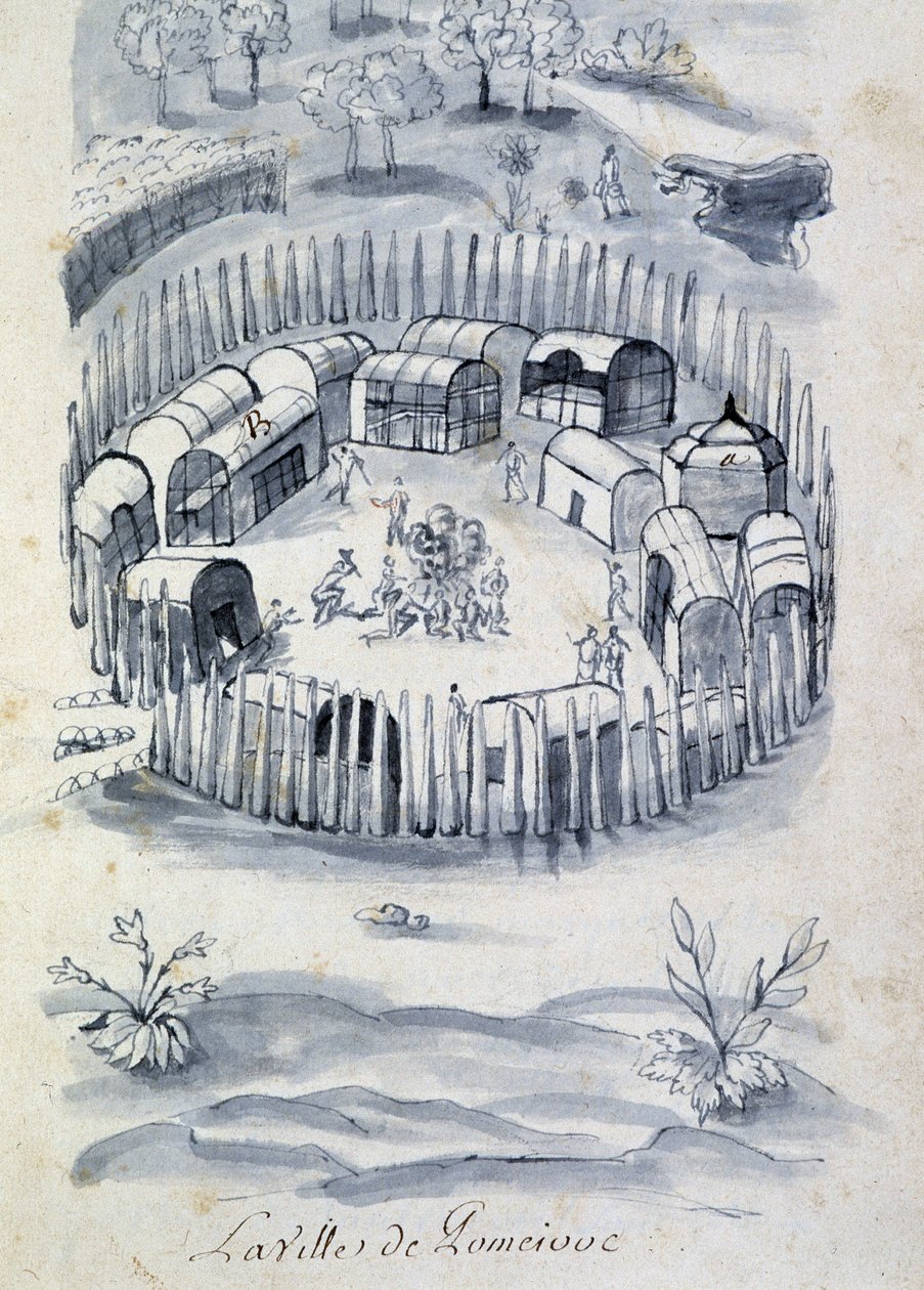 A cidade de Pomeivue (acampamento colônia no Canadá) - em "Diálogo ou entrevista de um francês com um selvagem". de Unknown artist