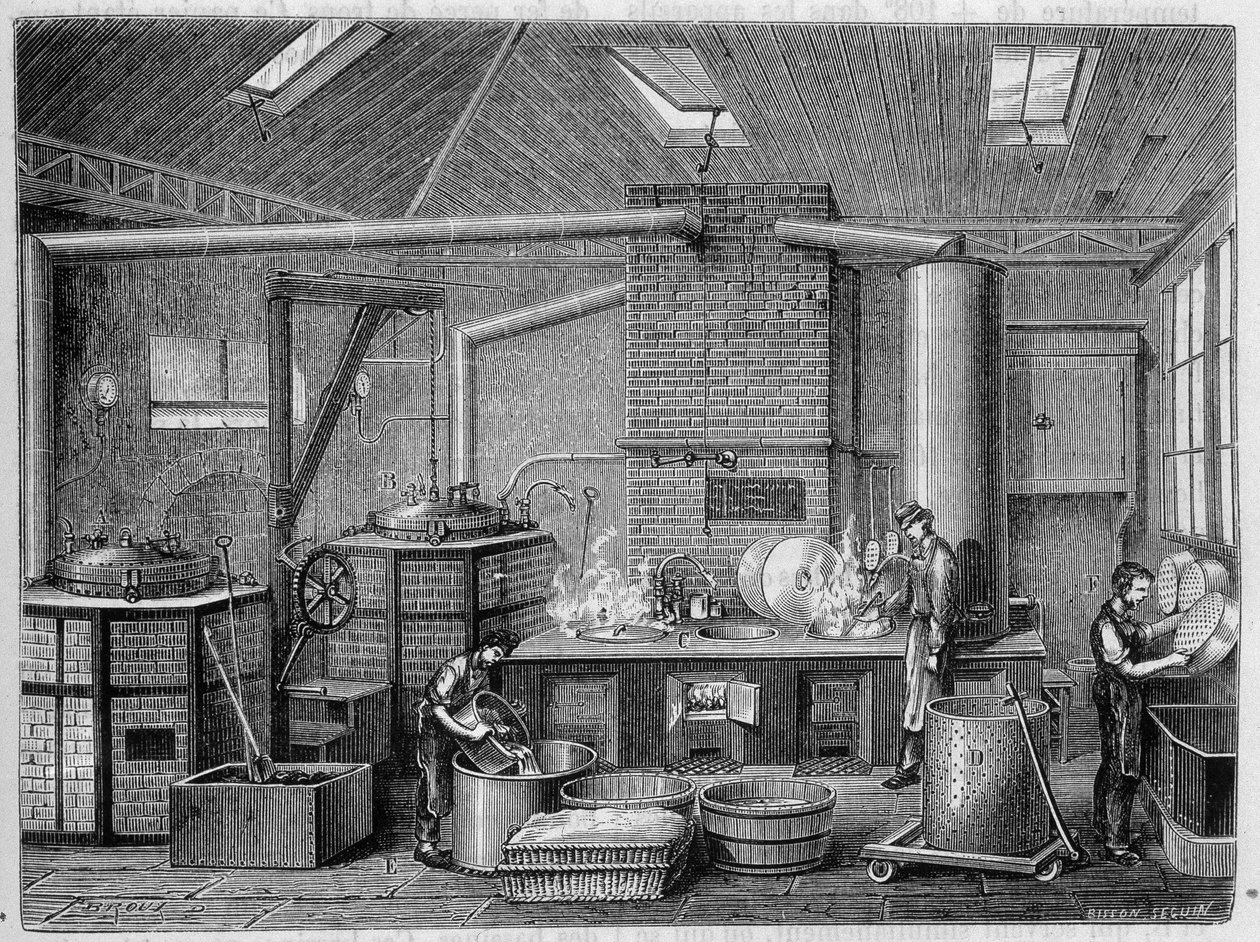 Laboratório de confecção de conservas - in "As maravilhas da indústria" de Louis Figuier de Unknown artist