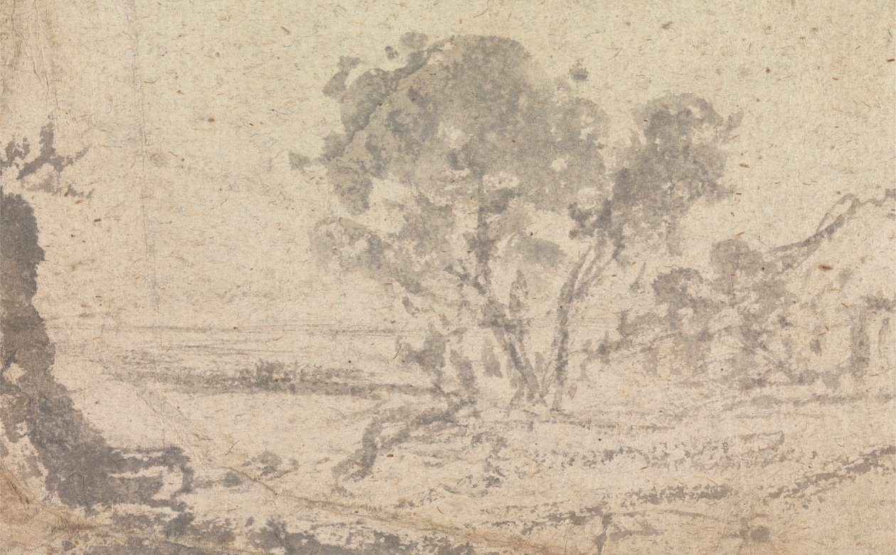 Esboço de paisagem com uma árvore de Unknown artist