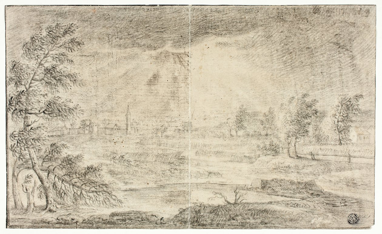 Paisagem com vila de Unknown artist