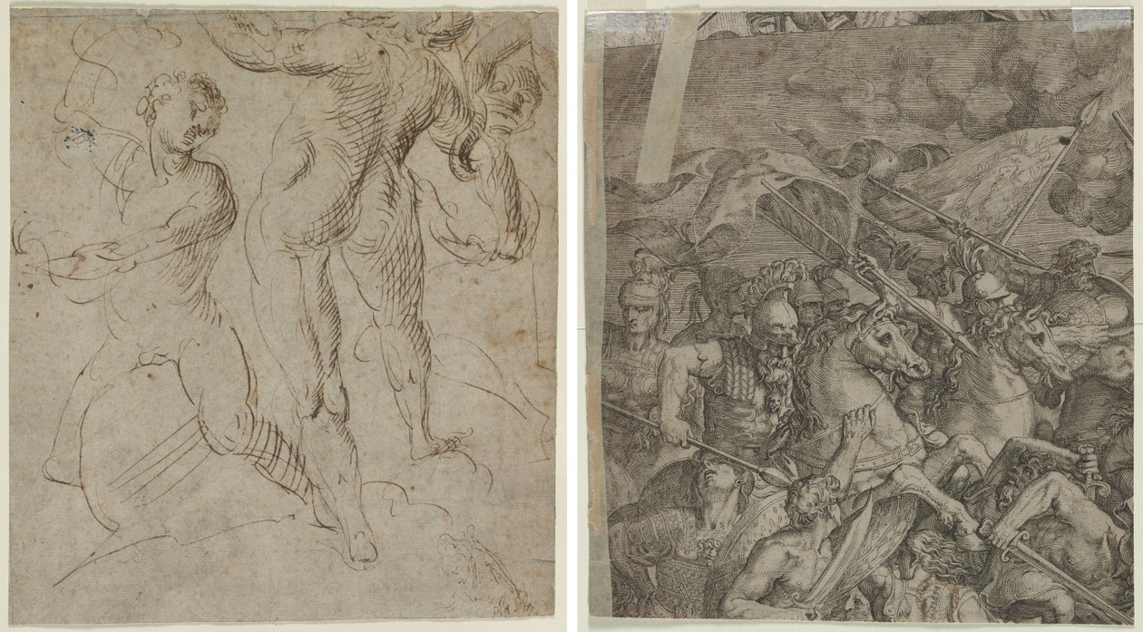 Laocoonte (reto); Batalha da Ponte Milvian (fragmento) (verso) de Unknown artist