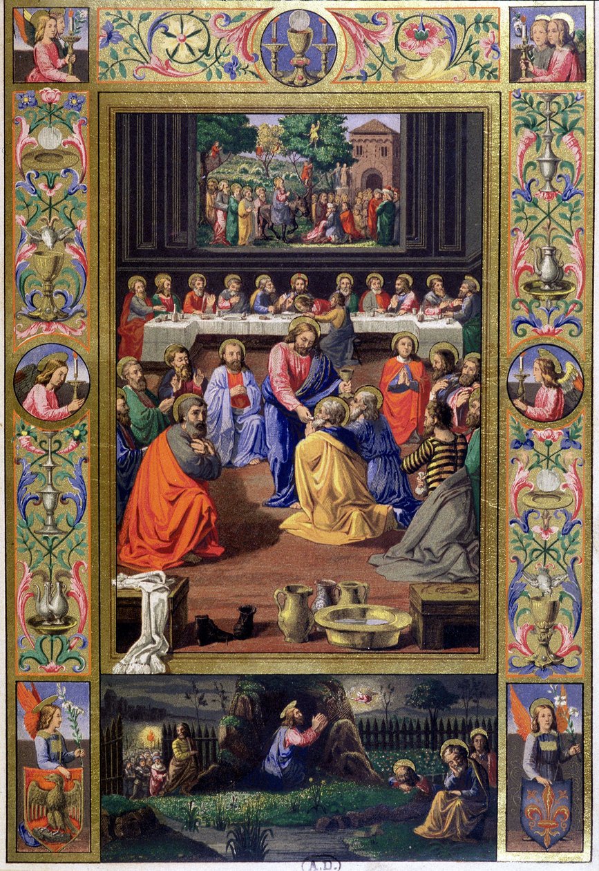 Última Ceia - Reprodução do século XIX de um documento italiano (v.1500) de Unknown artist