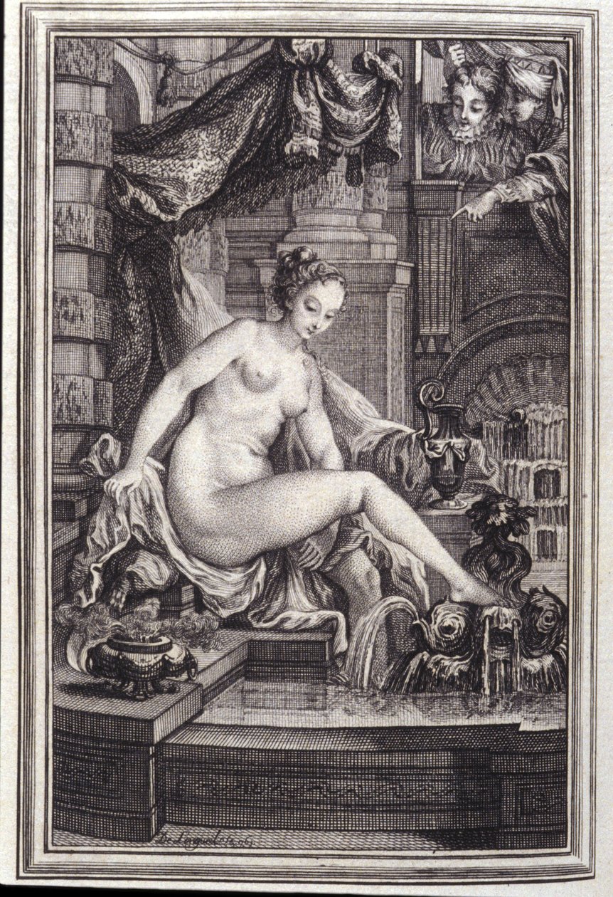 Le Roi Candaule et le maitre en right in "Tales et nouvelles en vers" de Jean La Fontaine. 1762. de Unknown artist
